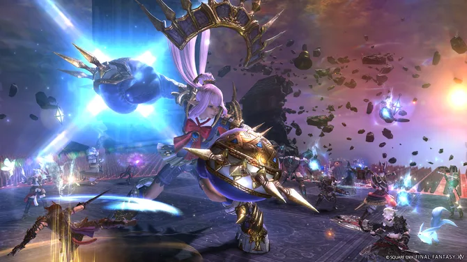 FF14黄金のレガシーの戦闘シーン。エフェクトが密集した高負荷な場面