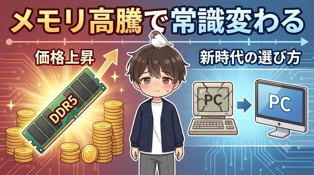 DDR5メモリの価格高騰で2026年のゲーミングPC選びが変わったイメージ