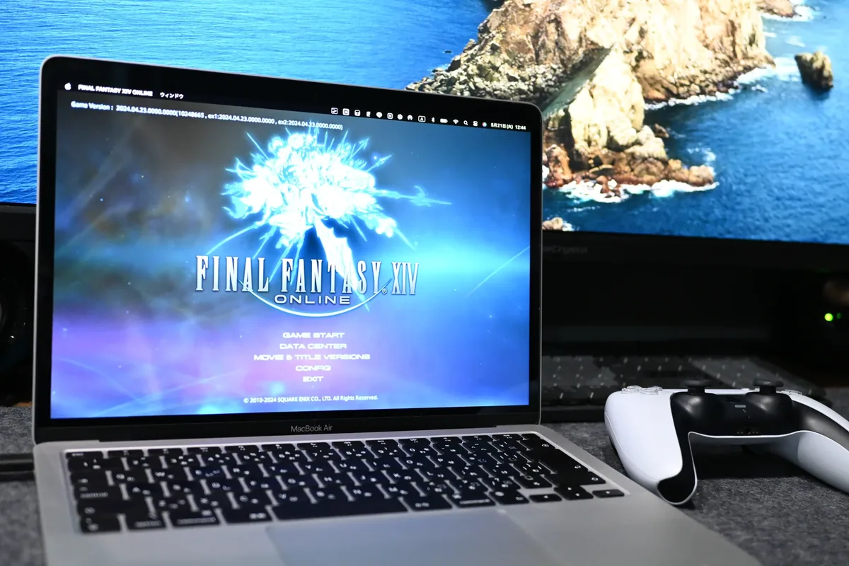 MacBook AirでFF14タイトル画面を起動した自宅のプレイ環境