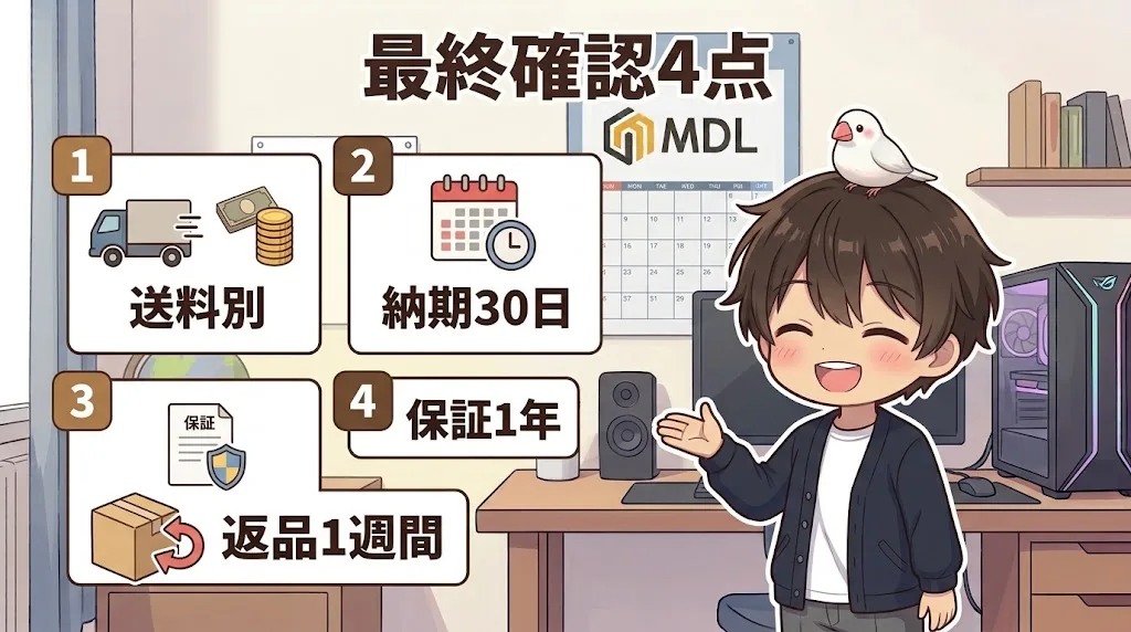 MDLで購入する前に確認したい送料・納期・保証・返品の4点まとめ