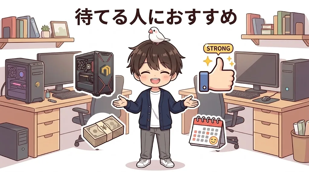 MDLは納期を待てる人にとって強い選択肢だとまとめるイラスト