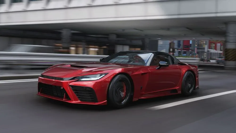高架下の街並みを流すForza Horizon 6の赤いスポーツカー